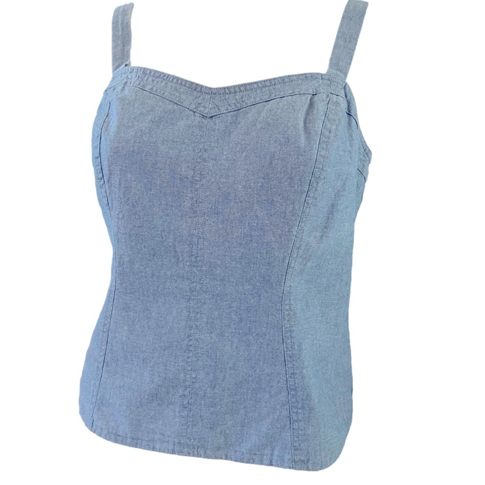 LOFT Blue Chambray Sweetheart Neckline Elastic Back Cami SIZE 8